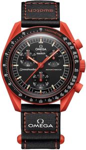 Swatch Reloj de pulsera MoonSwatch Omega x Mission to Earth Lava de Biocerámica, rojo, deportivo y moderno