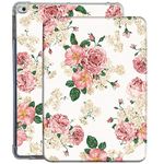 iPad 9.7 5th 6th Gen Air 1st 2nd Generation [iPad 5 6 Air 1 2] A1893 A1822 A1566 A1474 MH2V2HN/A MRM52HN/A MP242HN/A TPU Ultra Slim Printed Flip Case with Corner Protection - Rose Flower