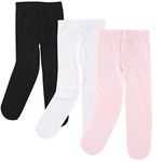 Luvable Friends Baby Girls' Nylon Tights, Black Pink, 0-9 Months