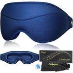 BeHoomi Sleep Mask, Premium Eye Mask for Sleeping, Completely Blackout, Superior Soft Comfort, Upgraded 3D Ergonomic Designed Sleeping Mask for Home, Office, Travel, Meditation, Yoga, Blue