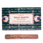 Satya Nag Champa Palo Santo Incense Sticks | x12 pack | with SAMASIA incense sticks holder | Used for Paomatherapy, Spa, Yoga, Weddings, Meditation, Healing, Positivity and Relaxation