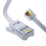 RJ11-Phone BT Telephone to RJ11-2m Long Cable BT cable 4-Pin Wire 6P4C ADSL Modem Phone Plug Male Internet Broadband Cable, Extension Lead for ADSL Landline, Modem, Fax, Dial-up White Phone Cord