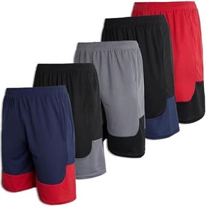 Boys Workout Quick Dry Shorts Youth Clothes Mesh Active Athletic Basketball Soccer Kids Pockets Running Teen Dry-Fit S (6-7) 5-Pack