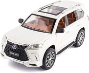 VARIYA ENTERPRISE 1/24 Lexus 570 Off-Road in Luxury SUV Model Car, Zinc Alloy Pull Back Big Toy car with Sound and Light for Kids Boy Girl Gift(White)