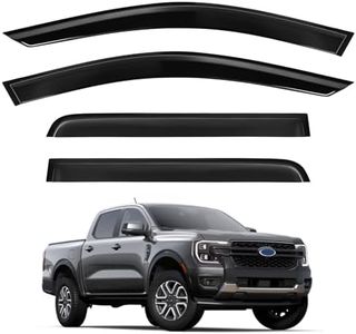 TECHPICCO Tape-On Rain Guards for Ford Ranger 2024 2025, Side Window Deflectors Window Visor Rain Guards Vent Guard Shade Deflectors Compatible with Ford Ranger Accessories 2024 2025
