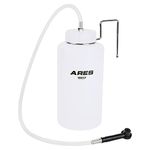 ARES 18037-1L Brake Bleeding Fluid Reservoir Bottle - Captures and Contains Used Brake Fluid - Hanging Hook for Easy Use - Rubber Connector Fits Most Bleeder Screws