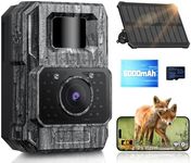 MAXDONE Wildlife Camera WiFi Bluetooth - 4K 64MP Solar Infrared Trail Camera with Night Vision Motion Activated, IP66, 0.1s Trigger, 6000mAh Built-in Battery Rechargeable for Garden Monitoring