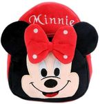 HappyChild Kids Plush Backpack for Boys and Girls, Plush Animal Cartoon Mini Backpack Little kids bags for 2-5 years (RED MINNIE)