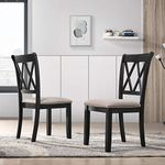 Roundhill Furniture Windvale Fabric Upholstered Dining Chair in Black, Set of 2