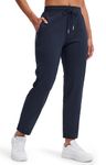 Libin Work Pants Women 7/8 Ankle Golf Pants 4-Way Stretch Business Casual Dress Teacher Sweatpants with Pockets for Yoga, Athletic, Lounge, Travel, Navy Blue M