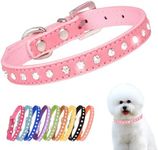 Small Dog Collars, Bling Diamond Pretty Crystal Sparkly Rhinestone Glitter Jewel Puppy Collar for XXS Xs Small Medium Pet Girl Cat Female Kitten, Pink XSmall