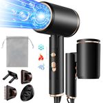 Vbrisi Hair Dryer,2400W Foldable Ionic Blow Dryer, Professional Travel Hair Dryer with Hot/Cold Button, 3 Heats, 3 Speeds, AC Motor Salon Hairdryer with Diffuser and Storage Bag for Women Men