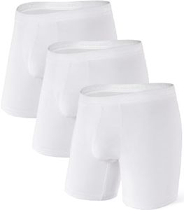 DAVID ARCHY Men's Underwear Micro Modal Dual Pouch Trunks Support Ball Pouch Bulge Enhancing Boxer Briefs for Men 3 or 4 Pack(S,White)