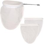 WMKGG Ultra Fine Mesh Milk Bag Strainer, 3-Pack Reusable Cheesecloth Nut Milk Bag with Stainless Steel Handle Frame for Filter NutMilk, Coffee, Milk, Butter, Juices and Fresh Cheese (Medium Size)
