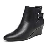 DREAM PAIRS Women's Wedge Ankle Boots Fall Low Heel Short Booties Shoes, Black/Pu, 11