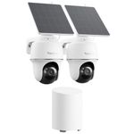 REOLINK 5MP Solar Security Cameras Wireless Outdoor, 360° Pan Tilt Auto-Tracking, Smart AI Detection, Up to 1TB Local Storage, 2.4/5GHz Dual-Band WiFi, Home Hub Mini with 2X Argus PT + Solar Panel