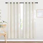 NICETOWN Semi Sheer Curtains 72 inches Long Linen Blend， Grommet Window Treatments Privacy with Light Penetration Bedroom Curtains & Drapes for Loft/Villa， W52 x L72， 2 Panels