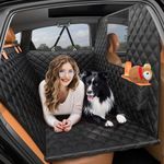 Eosarcu Back Seat Extender for Dogs, Hard Bottom Car Seat Cover for Dogs, Dog Car Seat Cover for Back Seat with Car Barrier, Dog Hammock for Car SUV and Trucks