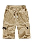 APTRO Shorts Mens Shorts Cargo Shorts Combat Work Summer Cotton Casual Multi Pocket Knee Length Elastic Shorts 901 Khaki M