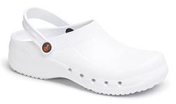 DIAN Clog Ultralight Antibacterial Non-Slip Safety Trainer Ideal for Hospital Health Kitchen Cleaning Staff Eva Plus White 40