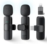 2 Pack Wireless Lavalier Microphone for iPhone,iPad,Android Phone, Mini Microphone Plug-Play Noise Reduction Wireless Mic, Clip on Lapel Mic for Video Recording Vlog YouTube Tiktok Interview Podcast