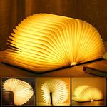 Wooden Book Light,Novelty Folding Book Lamp, Folding Night Light,USB Rechargeable Wooden Table Lamp,Magnetic Design- Creative Gift Home Office Decor for Kids family Girlfriend