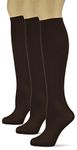 Silky Smooth Knee High Trouser Socks by Sox Trot | Thin Material | Made in USA (Chocolate) 3 Pack