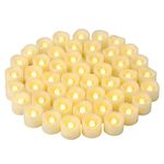 48 PCS LED Flameless Flickering Tea Lights Votive Candle Battery Operated/Electric Flicker LED Tealight Bulk Fake Candles for Halloween Christmas Wedding Party Decorations etc.(Warm White) (48 PCS)