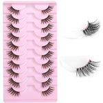 FANXITON Half Lashes with Clear Band Corner Lashes 15 MM Natural Look 3D False Eyelashes Wispy Soft Cat Eye Fluffy Crul Accent Lashes Sets Pairs Pack