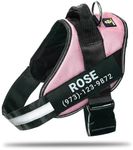 DOGGYKINGDOM Personalized No-Pull Dog Harness with Name Patch, Padded, Adjustable and Reflective Service Dog Vest, Easy On Dog Harnesses for Medium Large Small Sized Dog Pink, S