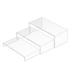 Sezanrpt Acrylic Risers Display Stands 3pcs, Rectangular Dessert Table Display Set, Clear Display Shelf for Funko Pop, Collectibles, Retails, Shoes, Plants, Home Decors - 7.5''x8''x8.5''