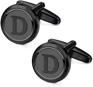 LOYALLOOK Initial Black Cufflinks for Men Black Cuff Links Personalized Copper CuffLinks Letter Cufflinks Gift for Groom Husband Father