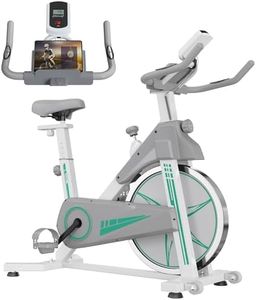 soges Power Exercise Bike Cardio Magnetic Stationary Bike Cycle Bike Indoor Cycling Fitness Bike for Home Silent Belt Drive with Phone Ipad Mount,Comfortable Seat Cushion,Cup Holder,White&Green