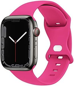 Compatible with Apple Watch Band 38mm 40mm 41mm 42mm 44mm 45mm 49mm S/M M/L for Women/Men Waterproof Soft Silicone Replacement Strap Accessories for iWatch Bands Ultra 2/Ultra Series 9/8/7/6/5/4/3/2/1 SE (Hot Pink, 38/40/41mm S/M)