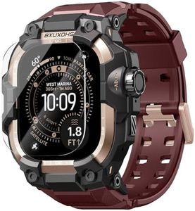 BXUXOHS Rugged Case and Band for Apple Watch Ultra 3/2/1 49mm Men, Military Grade Shockproof Bumper Cover, with 2 Pack Screen Protector, Tactical Band Case for iWatch Ultra 3 2 1 Man, Wine Red