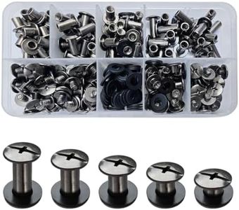 SHSMPXOY 100 Set Rivetti a Vite, Rivetti Chicago M5*4/6/8/10/12mm Viti Chicago Screws Chicago Book Viti Chicago di ricambio in Metallo per Borse, Libri, Collari, Zaini, Guinzagli (Nero lucido)