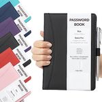 Password Book Alphabetical with Tabs A-Z Index Hardback for Internet Website Address Contacts Password Organizer with Pen (13cm x 19cm, Black)