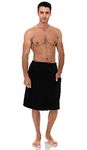 TowelSelections Men's Wrap, Shower & Bath, Water Absorbent Cotton Lined Fleece Small/Medium Jet Black