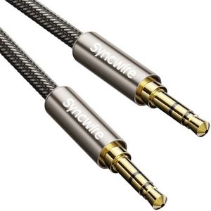 SYNCWIRE 3.5mm Nylon Braided Aux Cable (3.3ft/1m,Hi-Fi Sound), Audio Auxiliary Input Adapter Male to Male Cord for Headphones, Car, Home Stereos, Speaker, iPhone, iPad, iPod, Echo & More – Gold Brown