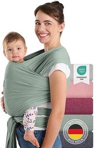 Laleni Tragetuch Baby neugeboren bis 15 kg aus weicher Baumwolle | Babytrage Neugeborene ab Geburt | OEKO-TEX zertifiziertes Tragetuch Kleinkind | Wickeltuch Baby mit 5,10 m Länge | Babytuch in Grün