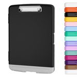 Piasoenc Clipboard with Storage, 8.5x11 Storage Clipboards with Pen Holder and A4 Legal Paper Folder, Heavy Duty Plastic, Folio & Side-Opening, Low Profile Clip, for Nurses, Teachers, Lawers, Black