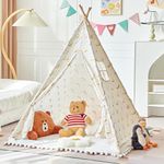 PATPAT® Indoor Play Tent House for Kids City Camp Cartoon Print Game Tent House for Kids DIY Assembly Play House for Kids, Play Tent for 2-3 Kids Party Favor Ideal Gift for Boys and Girls, Beige