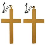 Bohue 2Pcs Halloween Cross Necklace Nun Costume Accessory Gold Priest Vampire Monk Cross Necklace Halloween Fancy Dress for Women Men