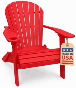 Bright RED-Poly Lumber Folding Adirondack Chair with Rolled Seating Heavy Duty Everlasting Lifetime PolyTuf HDPE - Made in USA - Amish Crafted