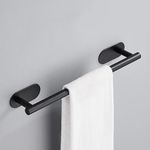 JIALTO 16 Inch Self Adhesive Stainless Steel Towel Bar/Towel Hanger for Bathroom/Wall Mounted Bathroom Towel Holder/Towel Rack for Bathroom/Hand Towel Stand for Kitchen and Washroom (Black)