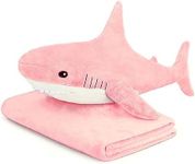 MUPI Shark Plush Shark Stuffed Animal Shark Pillow Stuffed Shark Squishmallow Shark Toy Shark Ocean Stuffed Animal Big Plush Large Stuffed Shark Shark Doll Sea Animal（Pink 39 Inch）, Pink+blanket