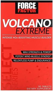 Force Factor Volcano Extreme Pre Workout Nitric Oxide Booster Supplement for Men with Creatine, L-Citrulline,and Huperzine A for Better Muscle Pumps, Strength, Focus, Workout Performance, 90 Tablets