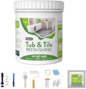 Tenee 17oz White Tub and Tile Refinishing Kit with 8 Tools, Semi-Gloss Tub and Tile Paint for Bathroom, Low Odor Bathtub Refinishing Kit for Fiberglass, Kitchen, Shower, Sink