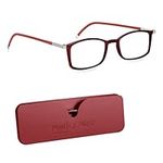 Read Optics Blue Blocker Glasses for Men & Women + 2.5, Computer, Screen, Digital & TV Protective Blue Light Glasses, Thin Red Flat Frames with Case