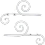 RTZEN White Large Curtain Holders for Wall - Farmhouse Curtain Hooks for Drapes - Creative White Curtain Tiebacks - Wrought Iron Drapery Curtain Holdbacks - Unique Metal Tie Backs for Curtains - 2 Pcs